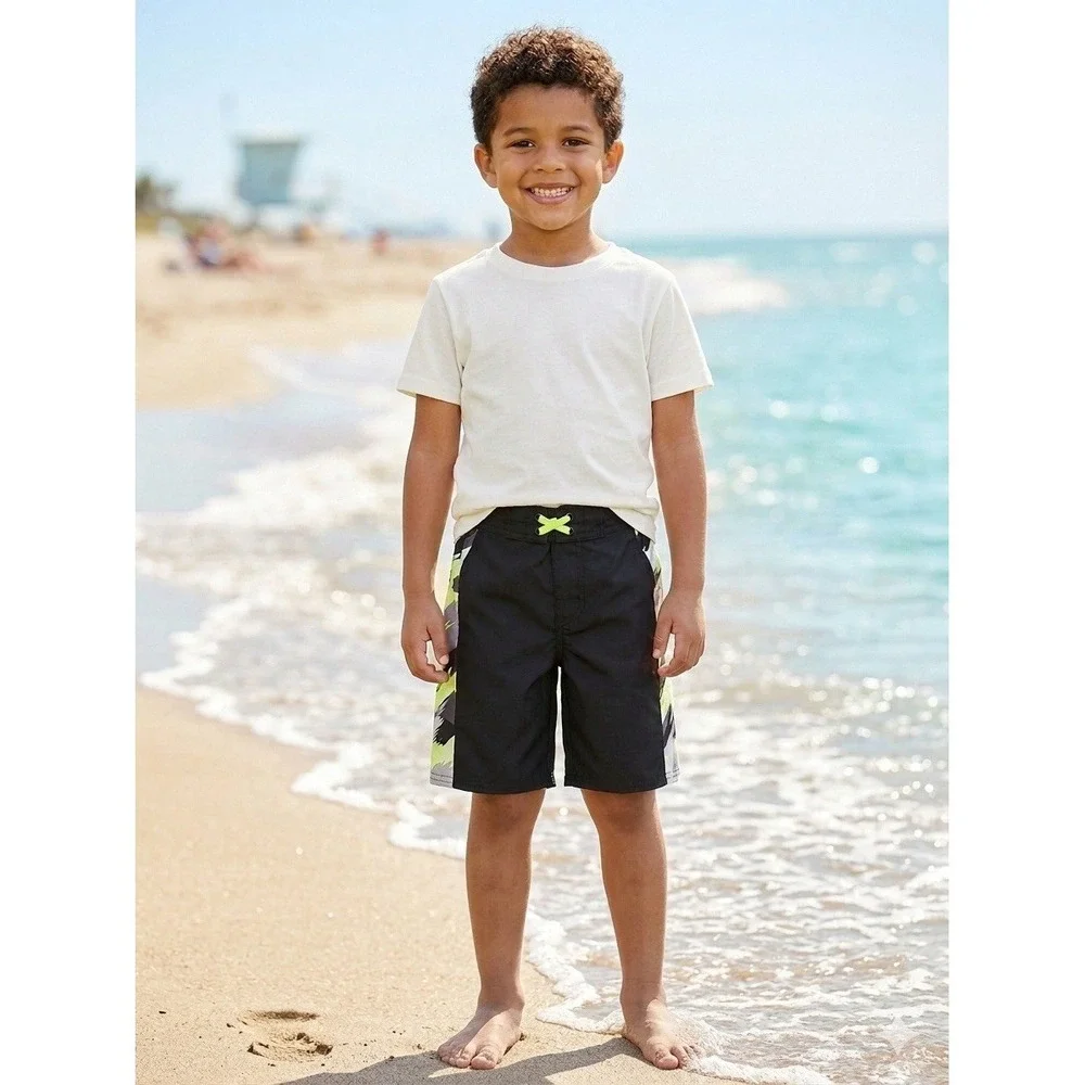 Xersion Swimsuit Trunks Msrp$32 Black And Yellow Adjustable Waist Nwt Boys S 8yr